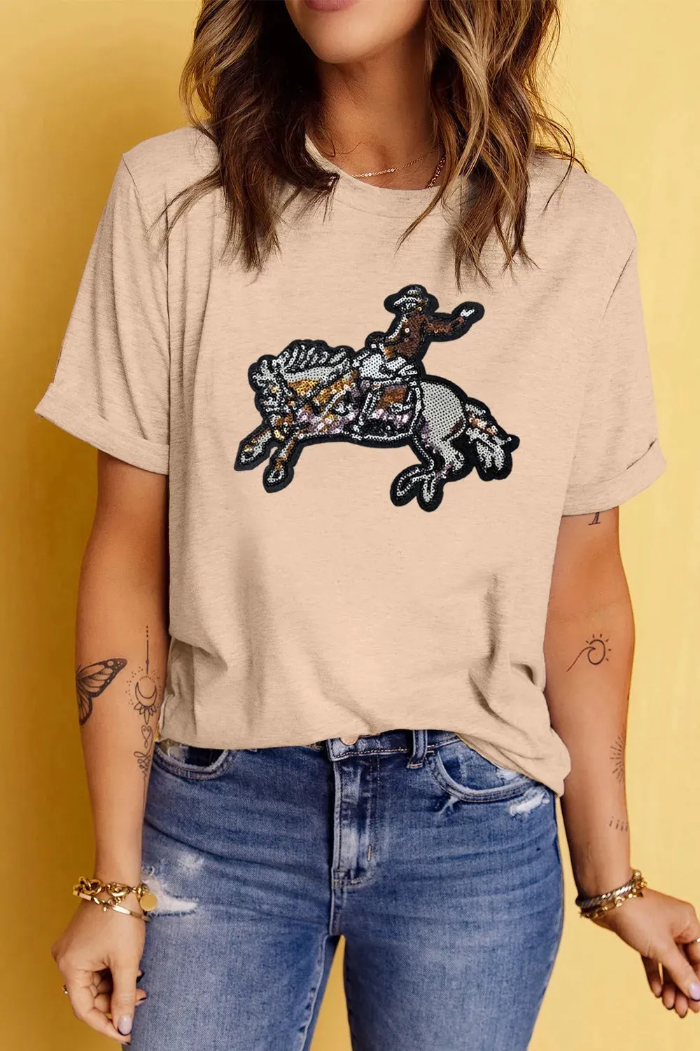 Sequin Rodeo Graphic Crewneck Tee sold by Charming Charlie