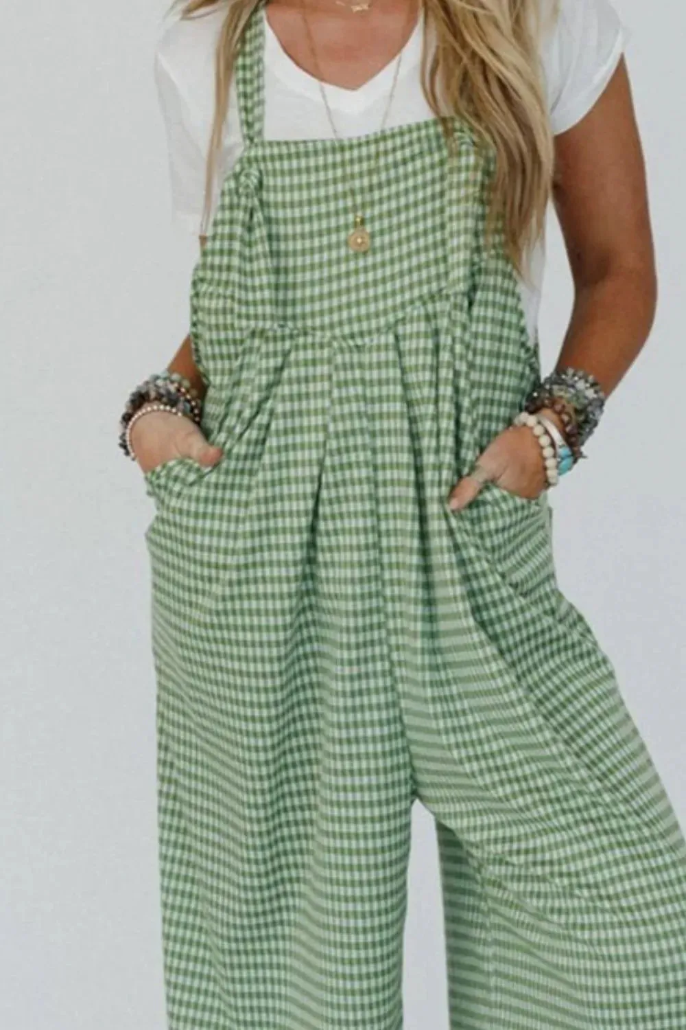 Casual Gingham Wide Leg Overalls sold by Charming Charlie product image thumbnail 5