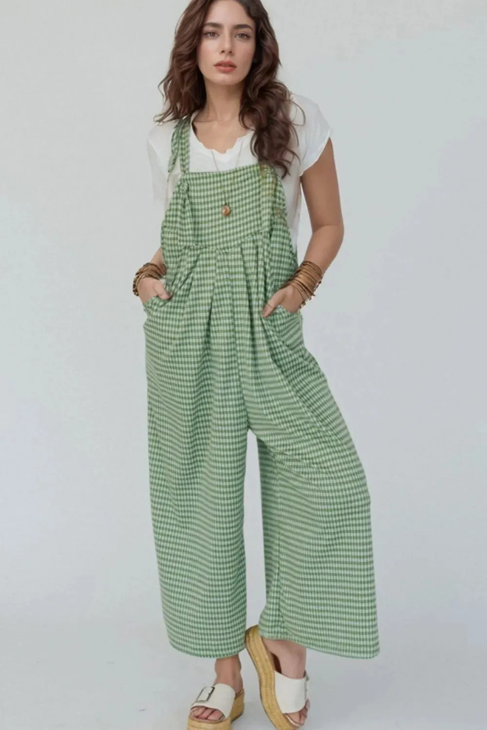 Casual Gingham Wide Leg Overalls sold by Charming Charlie product image thumbnail 2