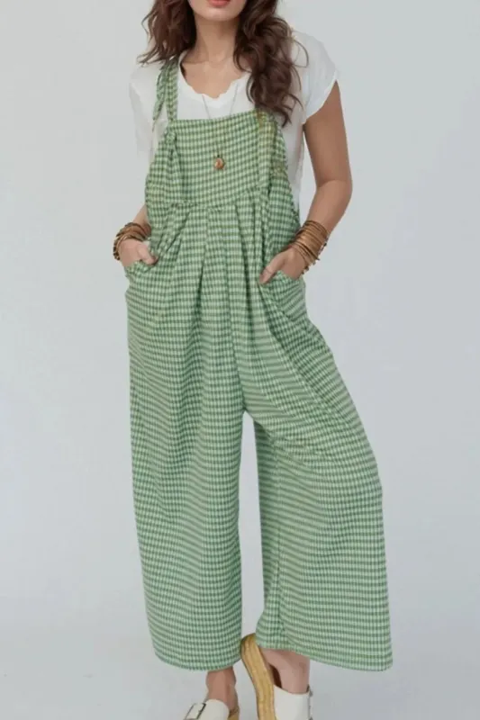 Casual Gingham Wide Leg Overalls sold by Charming Charlie