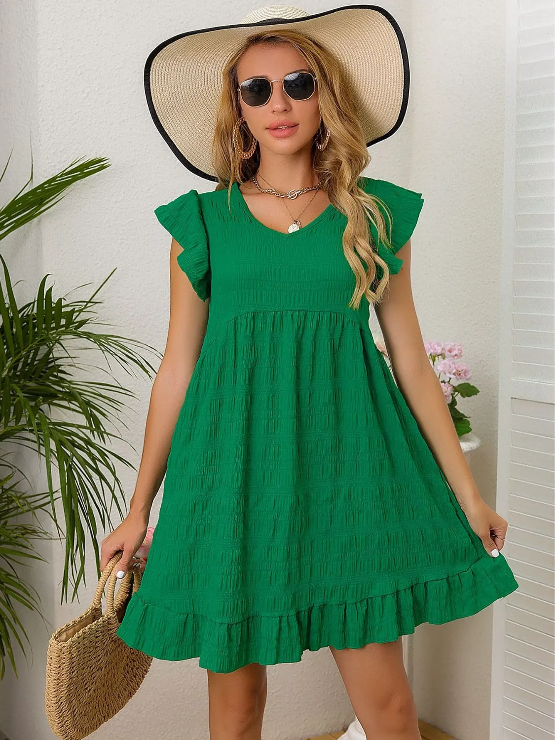 Ruffled Cap Sleeve Mini Dress sold by Charming Charlie product image thumbnail 3