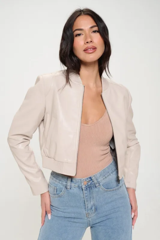 Coalition LA Zip Up Cropped Bomber Jacket sold by Charming Charlie