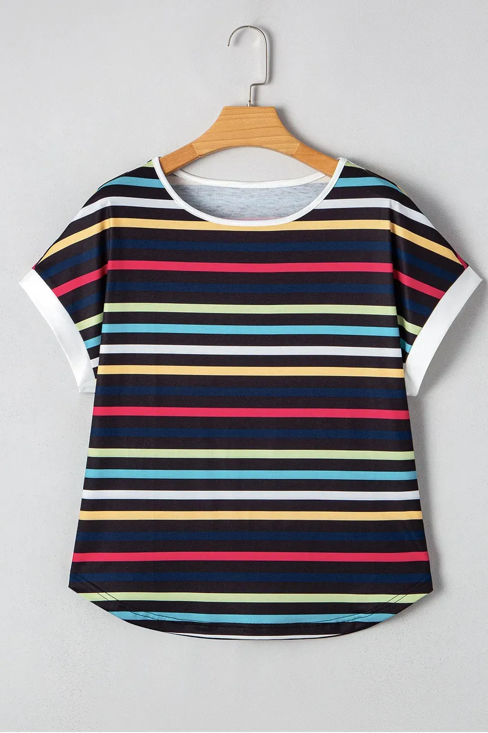 Colorful Striped Short Sleeve Casual T-Shirt sold by Charming Charlie product image thumbnail 5