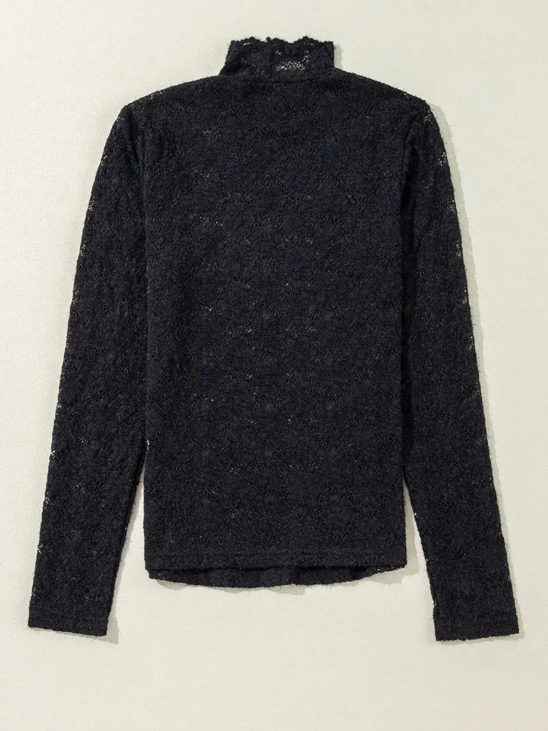 Lace Mock Neck Long Sleeve T-Shirt sold by Charming Charlie product image thumbnail 4