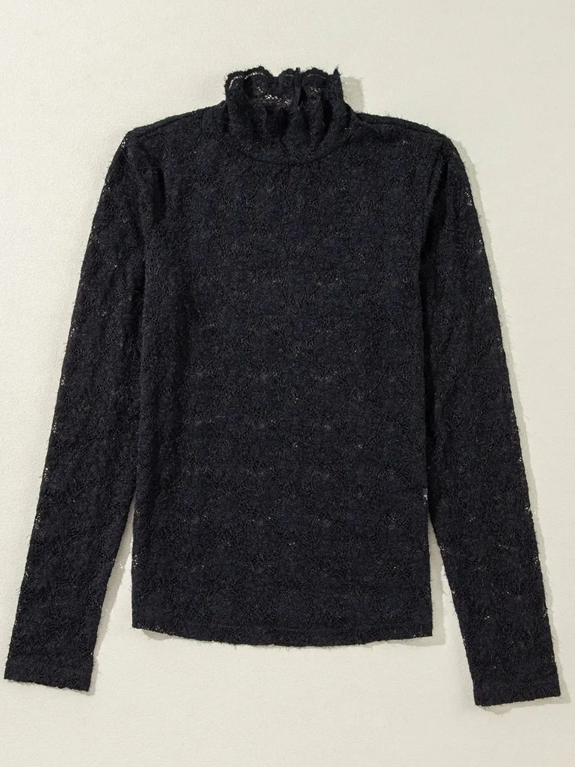 Lace Mock Neck Long Sleeve T-Shirt sold by Charming Charlie product image thumbnail 3