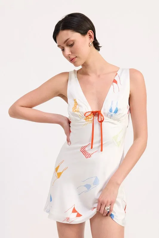 BIKINI PRINT SATIN MINI DRESS sold by Charming Charlie