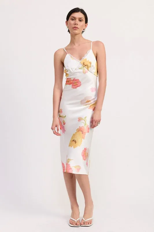 LACE TRIM MIDI SLIP DRESS sold by Charming Charlie