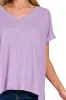 Zenana Soft Melange Hacci V-neck Tee sold by Charming Charlie
