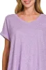 Zenana Soft Melange Hacci V-neck Tee sold by Charming Charlie
