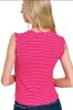 Zenana Ribbed Ruffle Trim Sleeveless Stripe Top sold by Charming Charlie