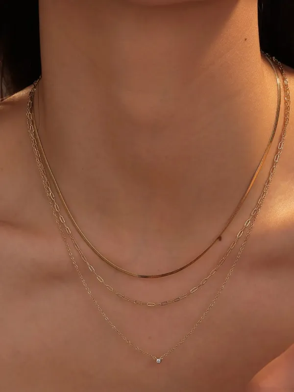 Stainless Steel Triple Layer Chain Necklace sold by Charming Charlie
