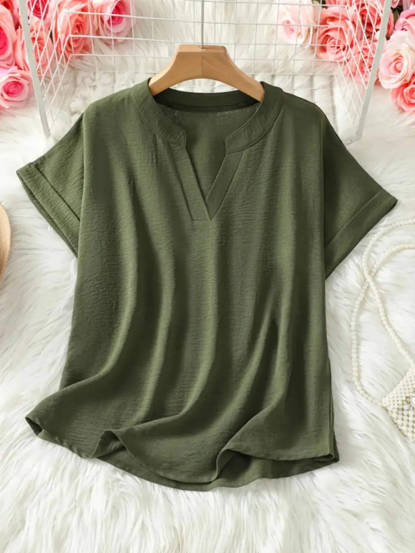 Casual Notched Short Sleeve Blouse sold by Charming Charlie product image thumbnail 2