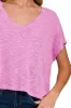 Zenana Hacci Slub V-neck Drop Shoulder Crop Top sold by Charming Charlie
