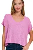 Zenana Hacci Slub V-neck Drop Shoulder Crop Top sold by Charming Charlie