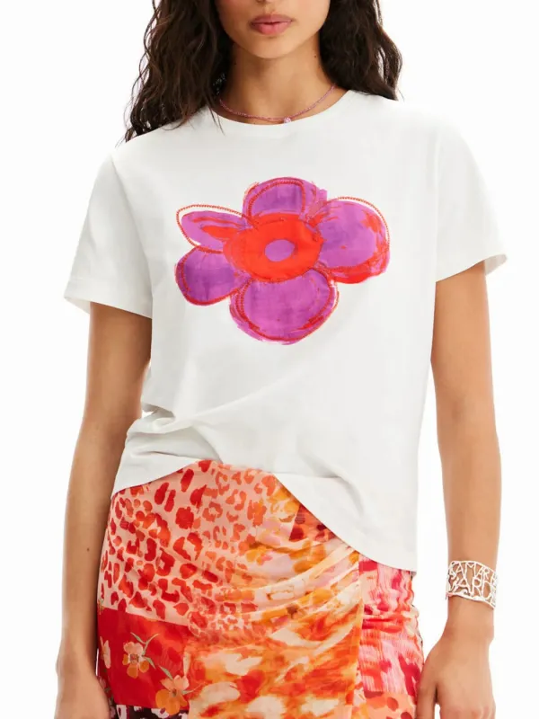 Flower Graphic Round Neck T-Shirt sold by Charming Charlie