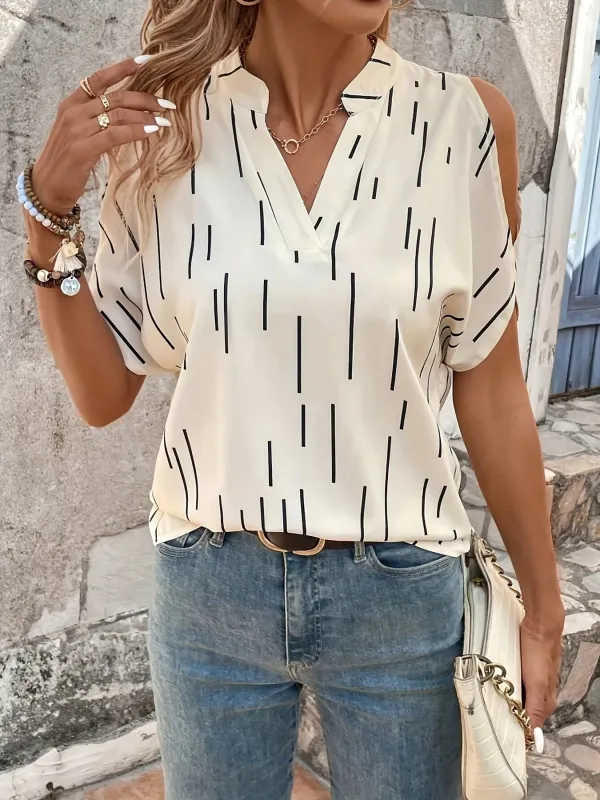 Notched Short Sleeve Blouse sold by Charming Charlie