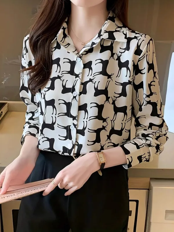 Printed Button-Up Long Sleeve Shirt sold by Charming Charlie