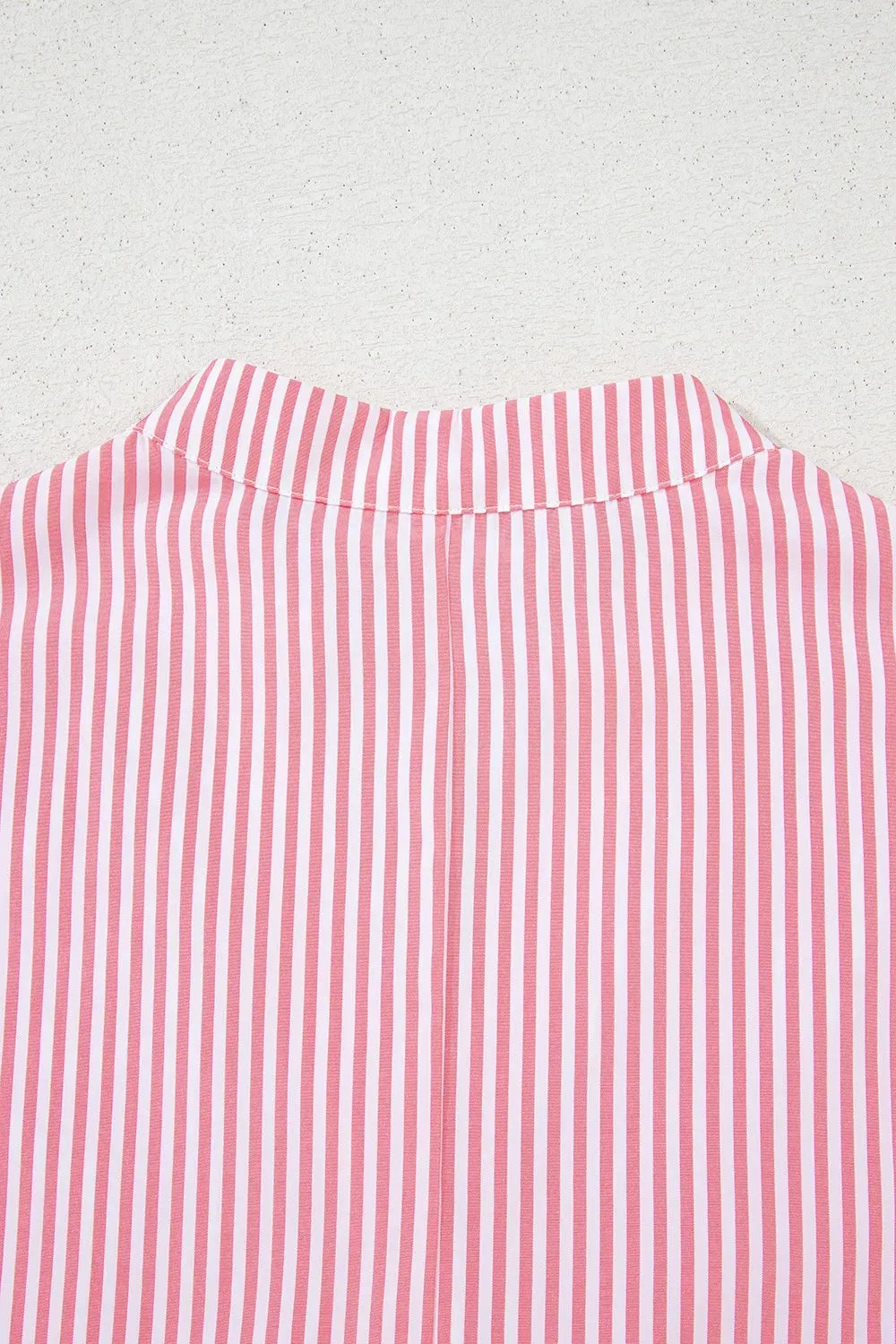 Stripe Notched Neck Frilled Short Puff Sleeve Blouse sold by Charming Charlie product image thumbnail 5