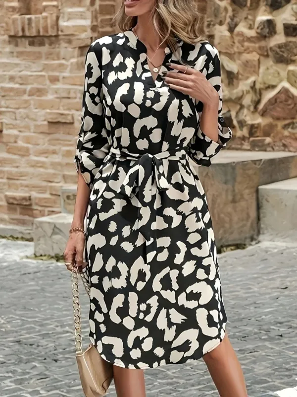 Printed Notched Midi Dress sold by Charming Charlie