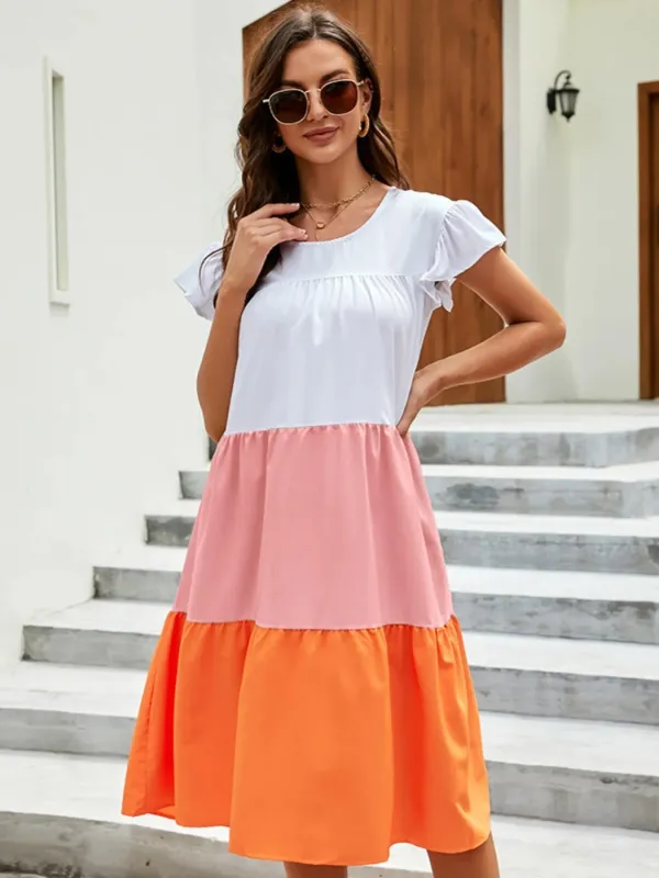 Plus Size Color Block Tiered Ruffle Summer Dress sold by Charming Charlie