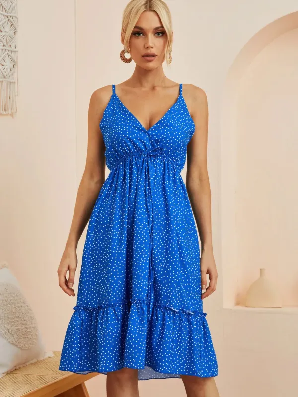 Polka Dot Ruffle Hem Mini Cami Dress sold by Charming Charlie