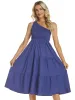 One-Shoulder Tiered Midi Dress with Smocked Bodice sold by Charming Charlie