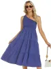 One-Shoulder Tiered Midi Dress with Smocked Bodice sold by Charming Charlie
