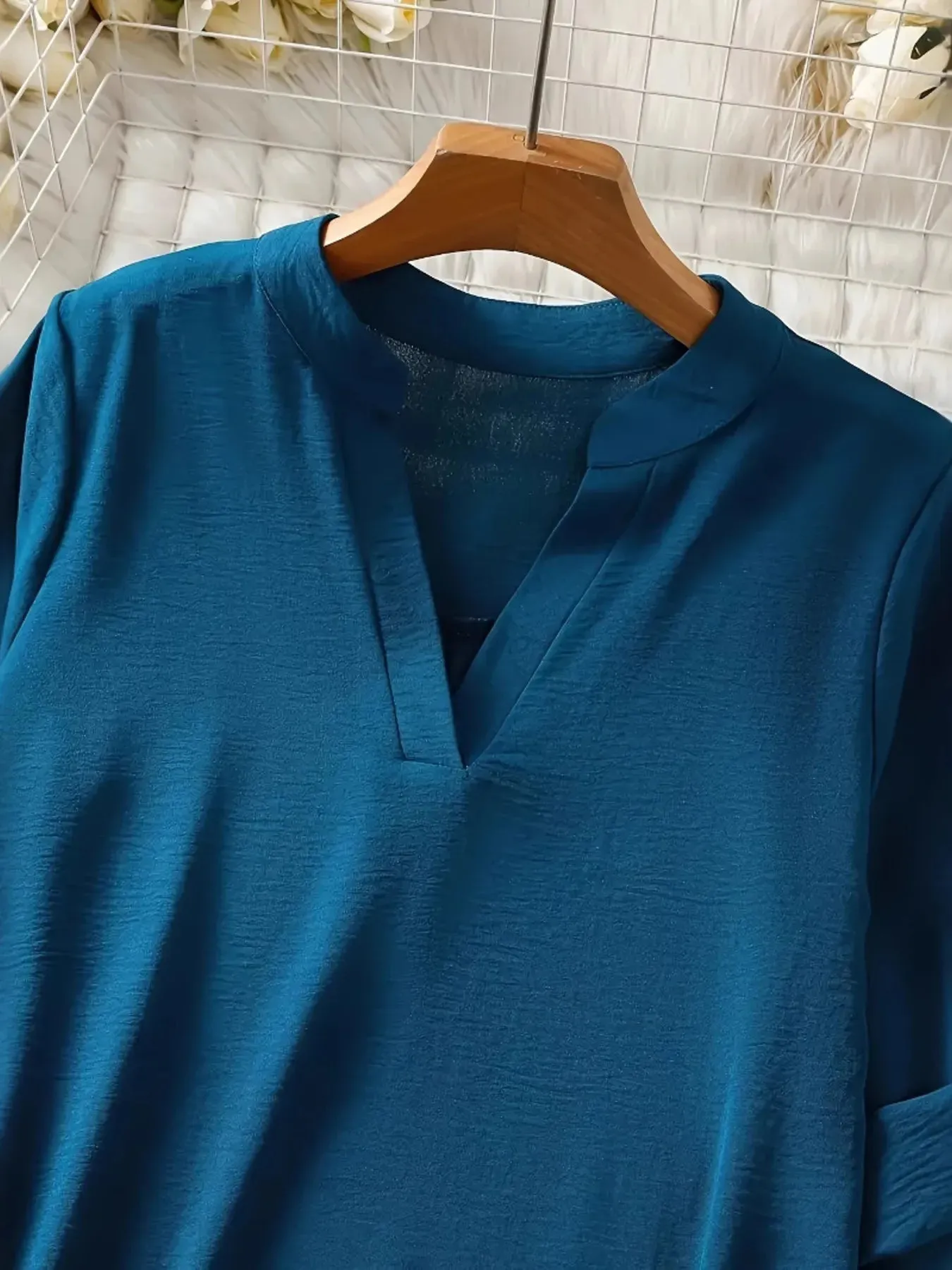 Notched Roll-Tab Sleeves Blouse sold by Charming Charlie product image thumbnail 4