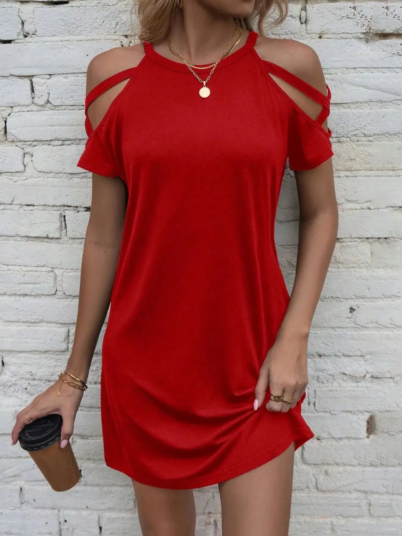 Cold Shoulder Mini Dress sold by Charming Charlie