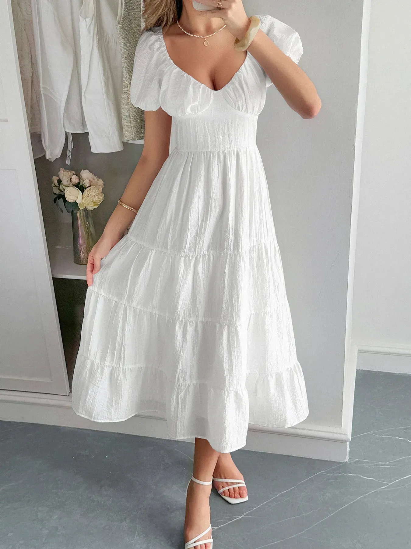 V-Neck Short Sleeve Midi Dress sold by Charming Charlie product image thumbnail 2
