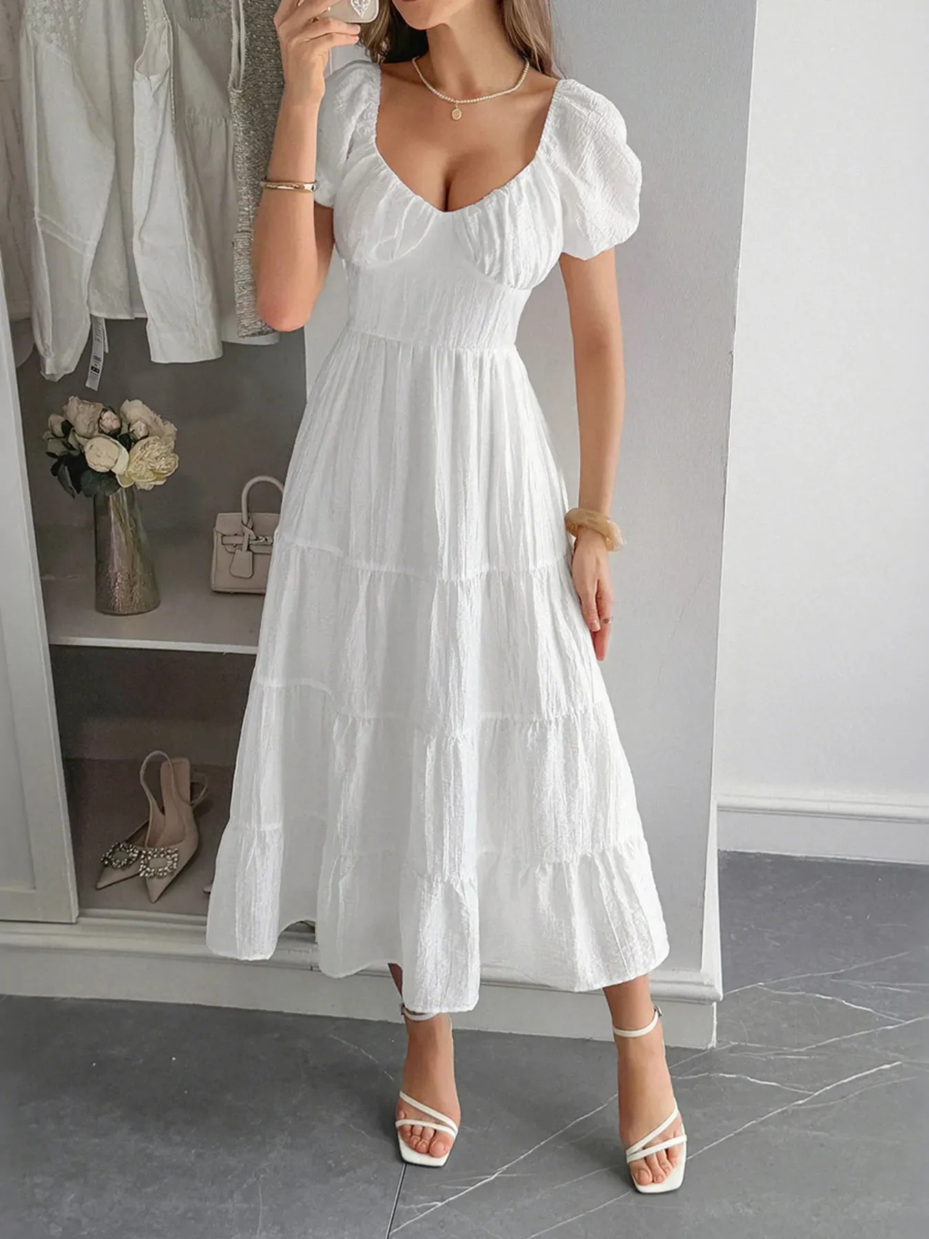 V-Neck Short Sleeve Midi Dress sold by Charming Charlie product image thumbnail 3
