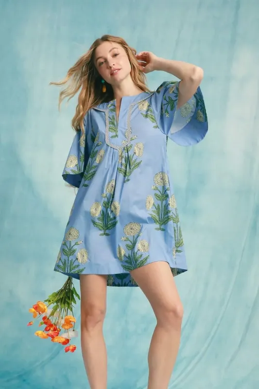 Umgee Tropical Print Bell Sleeve Mini Dress sold by Charming Charlie
