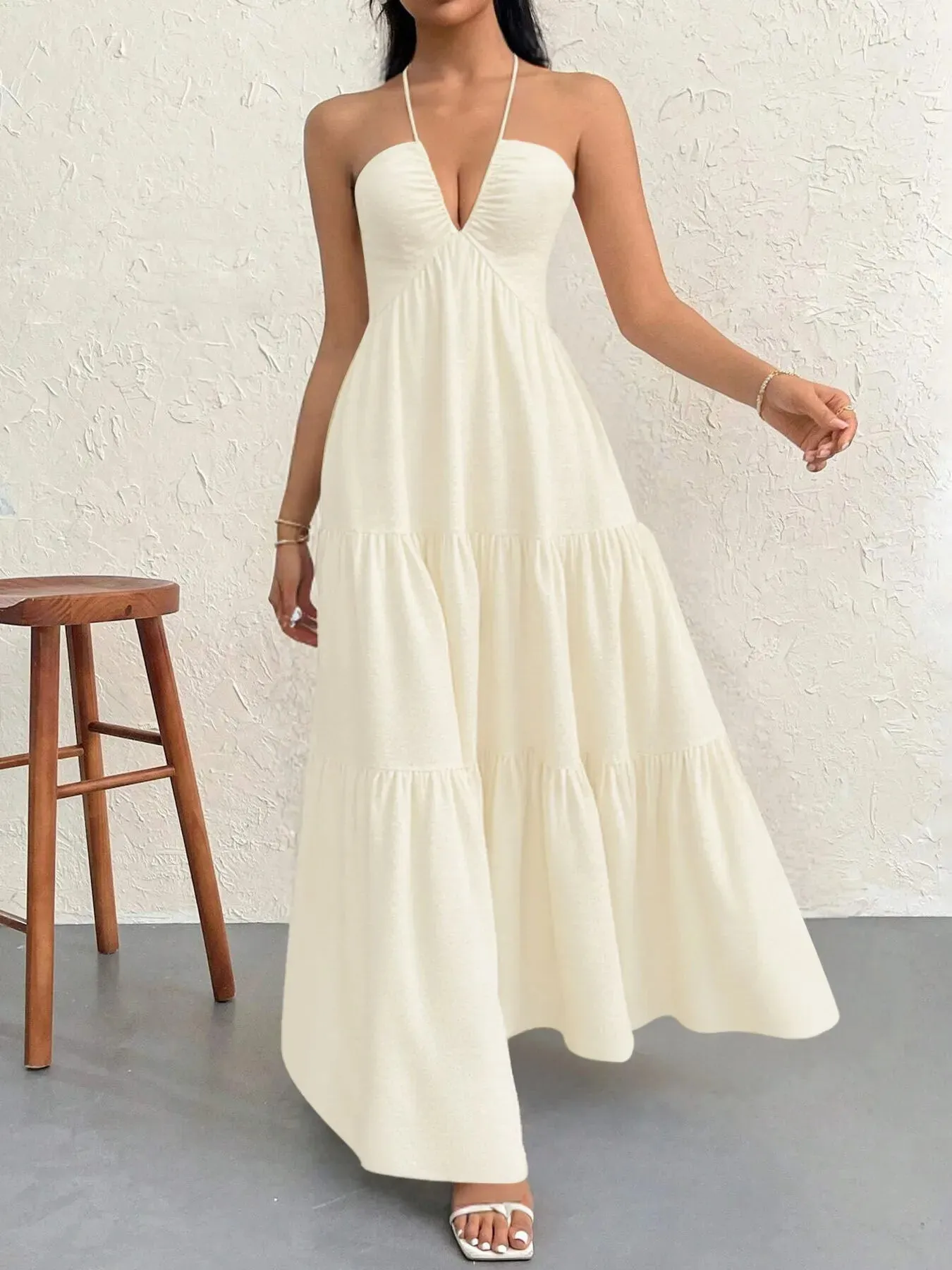 Halter Neck Tiered Maxi Dress sold by Charming Charlie