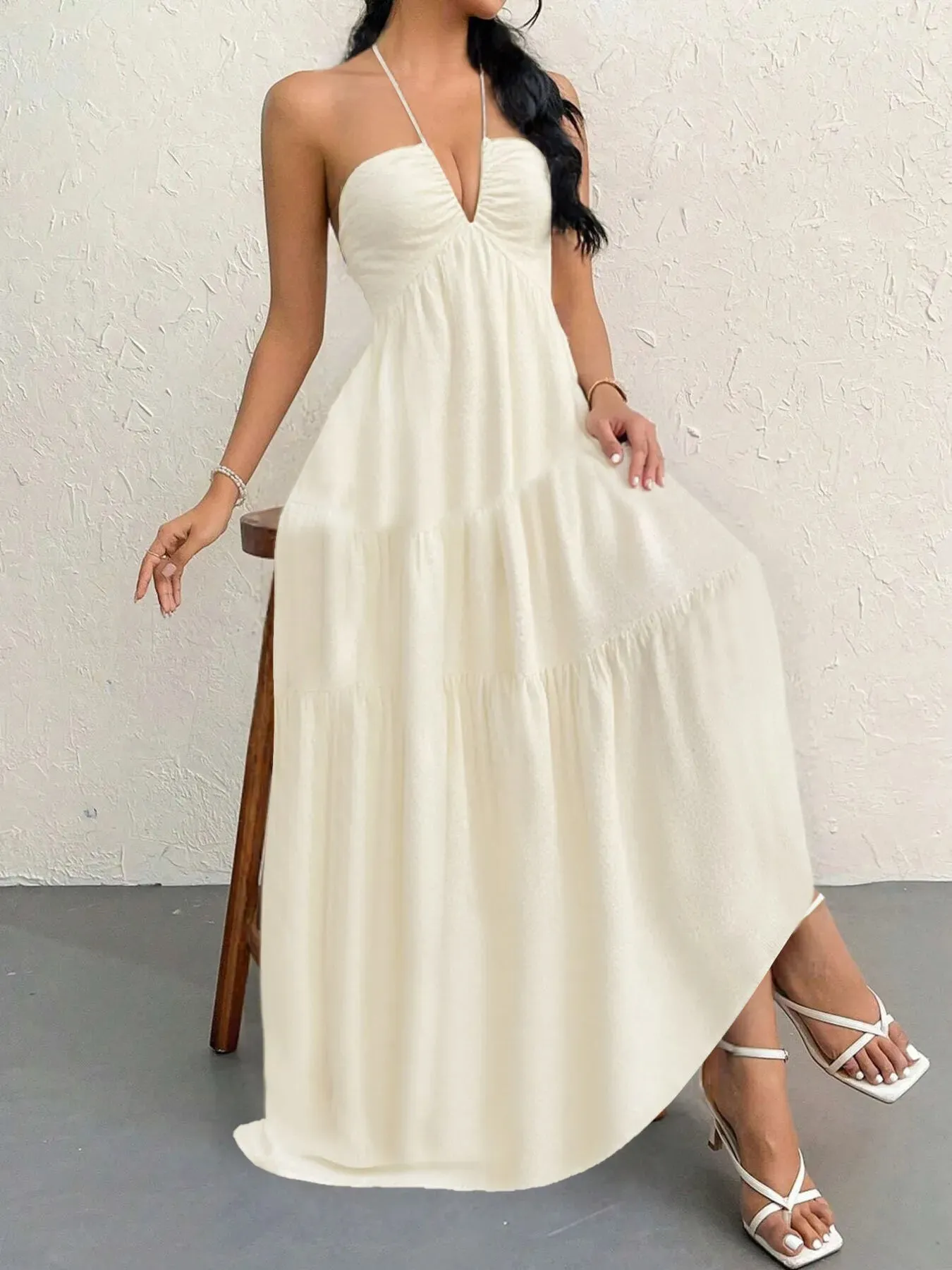 Halter Neck Tiered Maxi Dress sold by Charming Charlie product image thumbnail 3