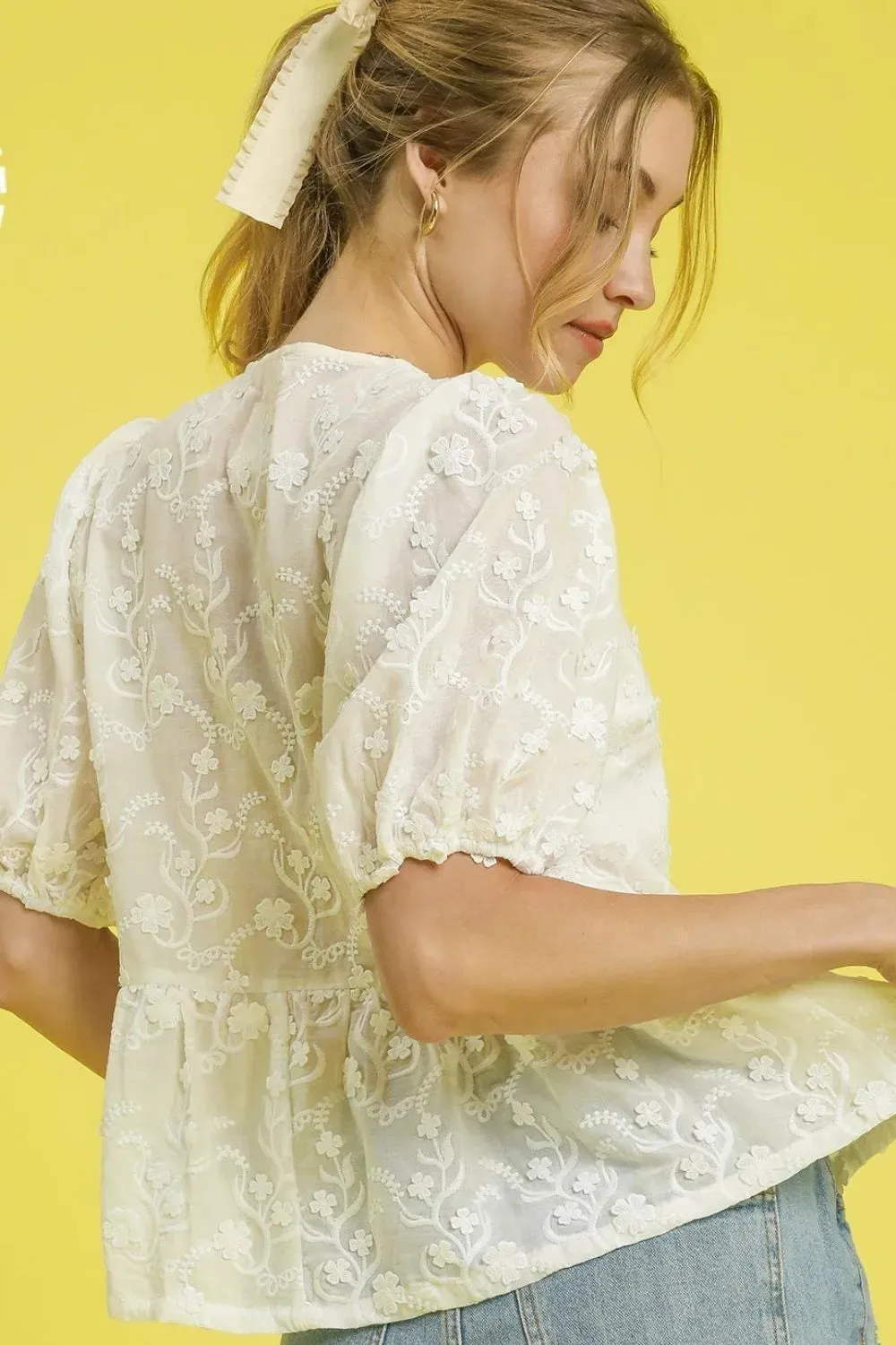 Umgee Embroidered Tie Front Peplum Blouse sold by Charming Charlie product image thumbnail 2