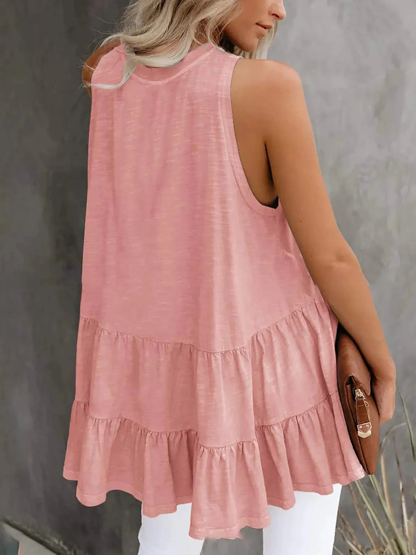 Sleeveless Tiered Ruffle Hem Flowy Tank Top sold by Charming Charlie product image thumbnail 2