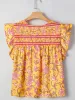 Floral Notched Neck Ruffled Sleeve Casual Blouse sold by Charming Charlie