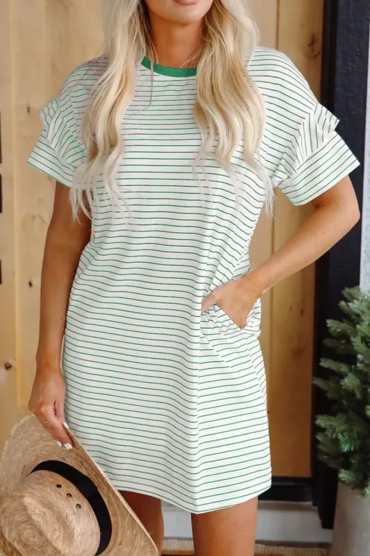 Casual Striped T-Shirt Dress with Pockets sold by Charming Charlie