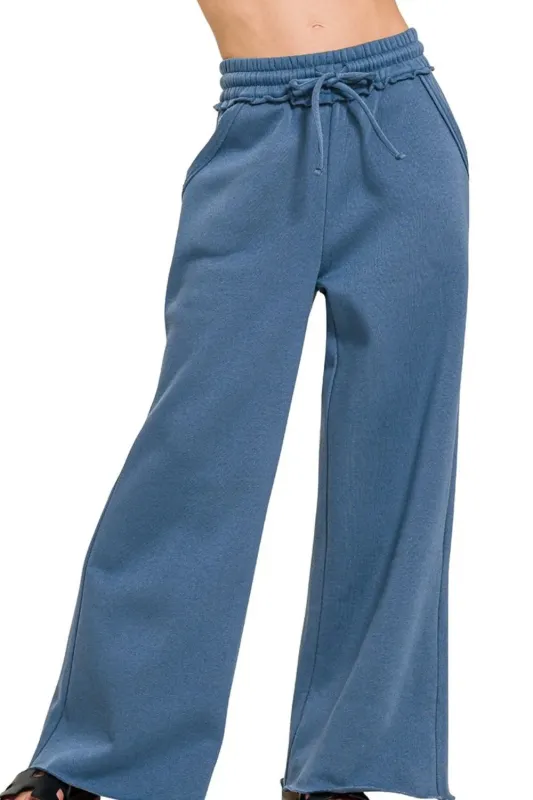 Zenana Fleece Exposed Seam Wide Leg Sweatpants sold by Charming Charlie