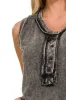Zenana Washed Half-Button Raw Edge Sleeveless Henley Top sold by Charming Charlie