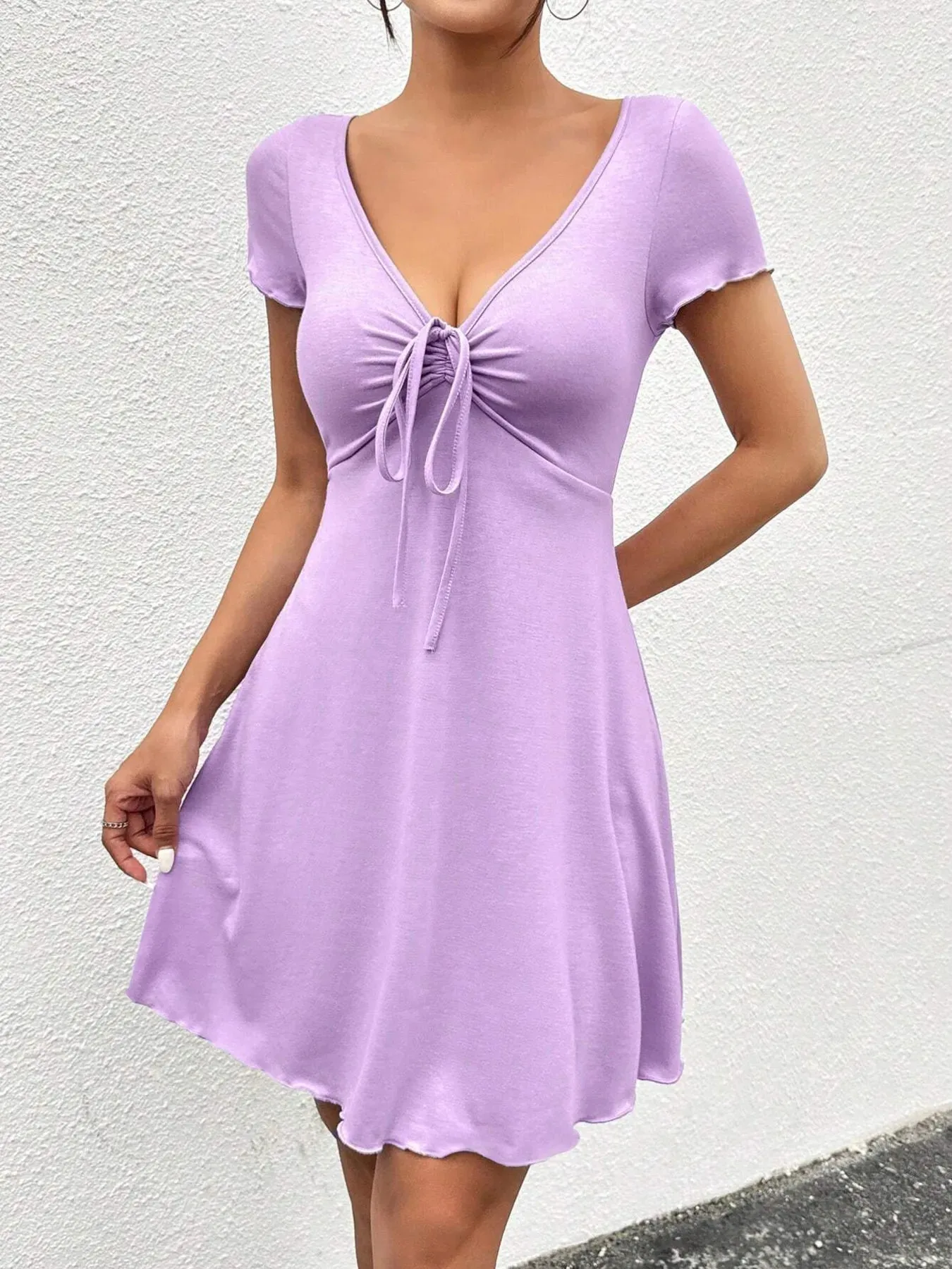 Drawstring Short Sleeve Mini Dress sold by Charming Charlie product image thumbnail 4