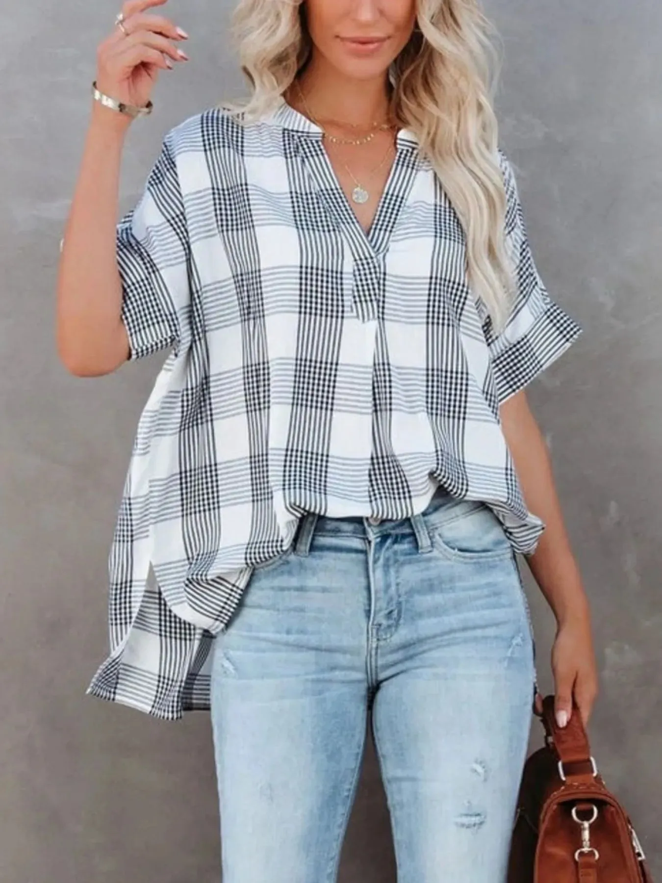 Full Size Oversized Notched Casual Shirt Plus Size sold by Charming Charlie