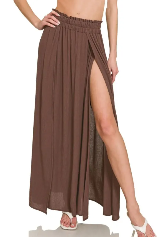 Zenana Woven Crinkle Gauze Long Skirts sold by Charming Charlie