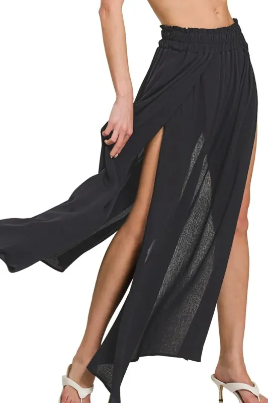 Zenana Woven Crinkle Gauze Long Skirts sold by Charming Charlie