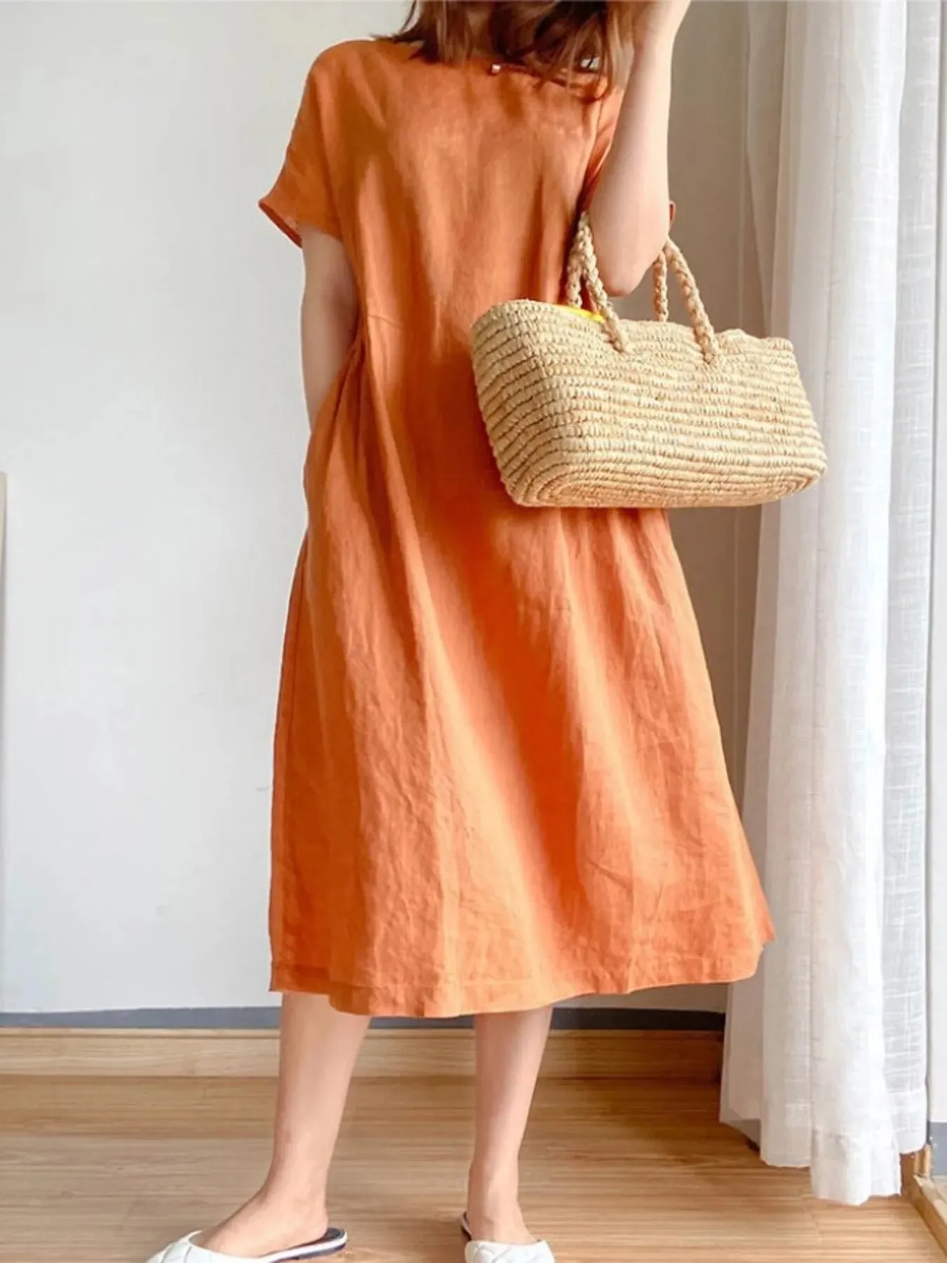 Full Size Casual Round Neck Midi Dress Plus Size sold by Charming Charlie product image thumbnail 3