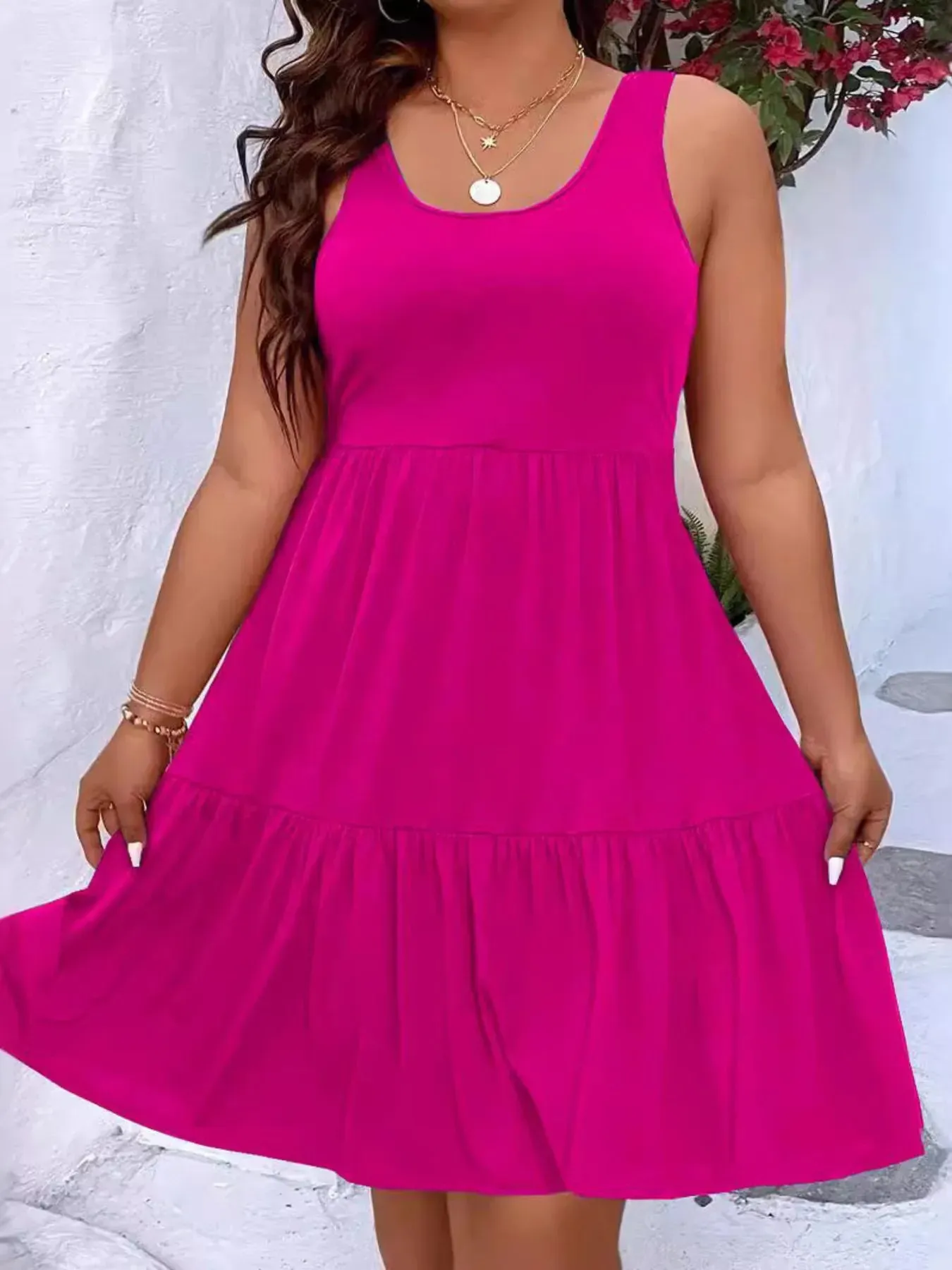 Plus Size Tiered Scoop Neck Tank Dress sold by Charming Charlie product image thumbnail 2