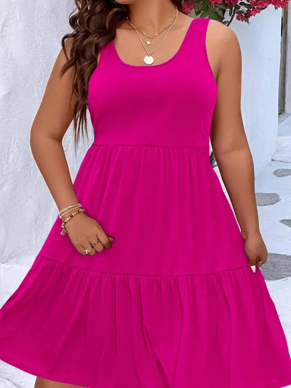 Plus Size Tiered Scoop Neck Tank Dress sold by Charming Charlie