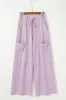 Wide-Leg Cargo Pants with Drawstring Waist sold by Charming Charlie