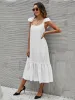 Full Size Ruffled Hem Midi Dress with Cap Sleeves Plus Size sold by Charming Charlie