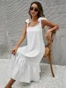 Full Size Ruffled Hem Midi Dress with Cap Sleeves Plus Size sold by Charming Charlie
